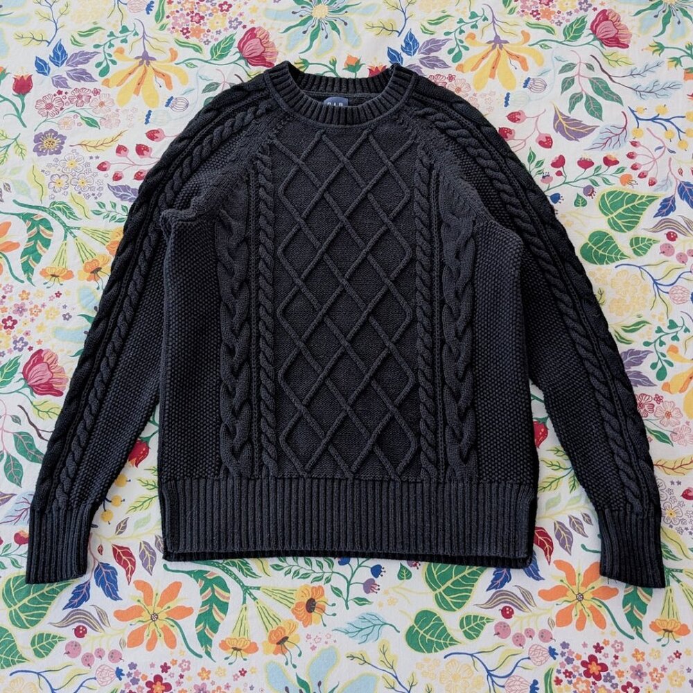 GAP Black Chunky Cable Knit Sweater XS
